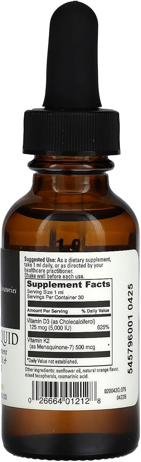 DAVINCI Labs D3K2 Liquid  Liquid Vitamin D  Vitamin K Supplement for Bone Health Heart Support  Calcium Absorption  30mL 30 Servings - Image 2