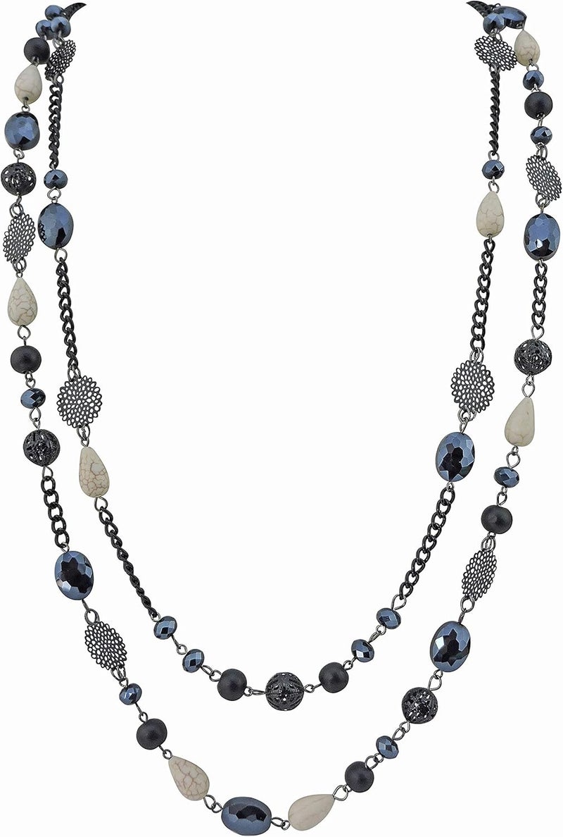Bocar Long Necklaces for Women Trendy, Boho Layered Crystal Beaded Collar Necklaces for Women, Fashion Statement Necklaces Jewelry - Image 1