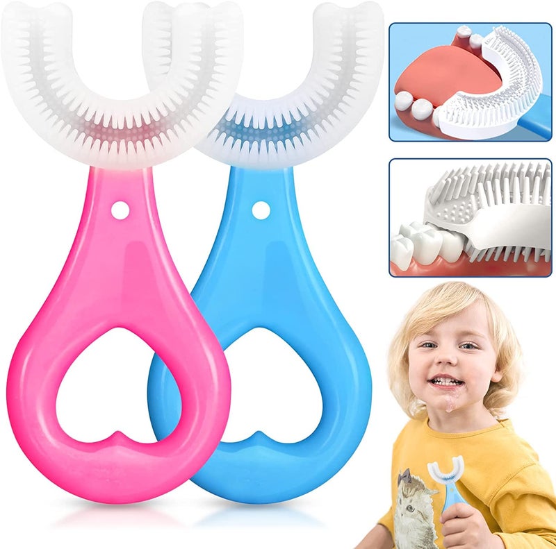 Genericc U Shaped Toothbrush for Kids Manual Whitening Toothbrush for Kids Children Infant Toothbrush 2-6 Years Pack of 2 - Image 1