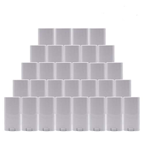 Healthcom 15ml White Plastic Deodorant Containers 0.5 Oz New Empty Oval Lip Balm Tubes for Lipstick Crayon Chapstick DIY Make Your Own Deodorant Moisturizer Lotion Bar,30 Pack - Image 1