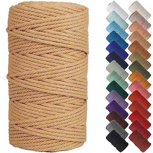 NOANTA Light Tan Macrame Cord 4mm x 109yards, Colored Macrame Rope, Cotton Rope Macrame Yarn, Colorful Cotton Craft Cord for Wall Hanging, Plant Hangers, Crafts, Knitting - Image 4