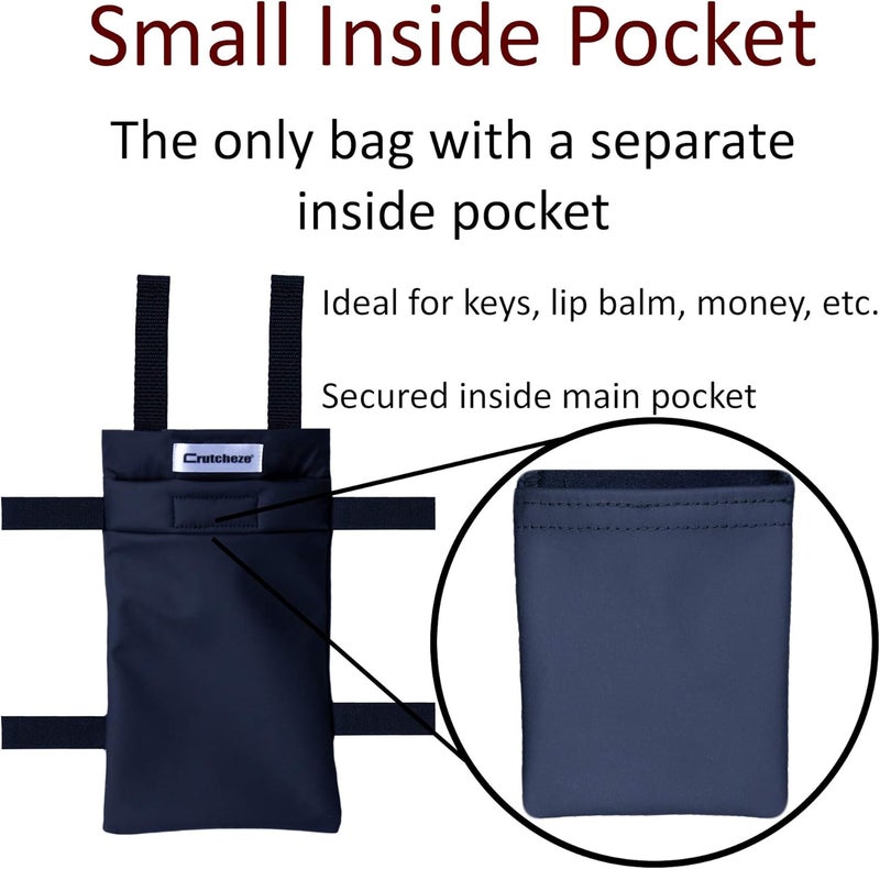 Crutcheze Original Crutch Bag - Lightweight and Washable Storage Pouch for Underarm Crutches with Velcro Straps - Image 5