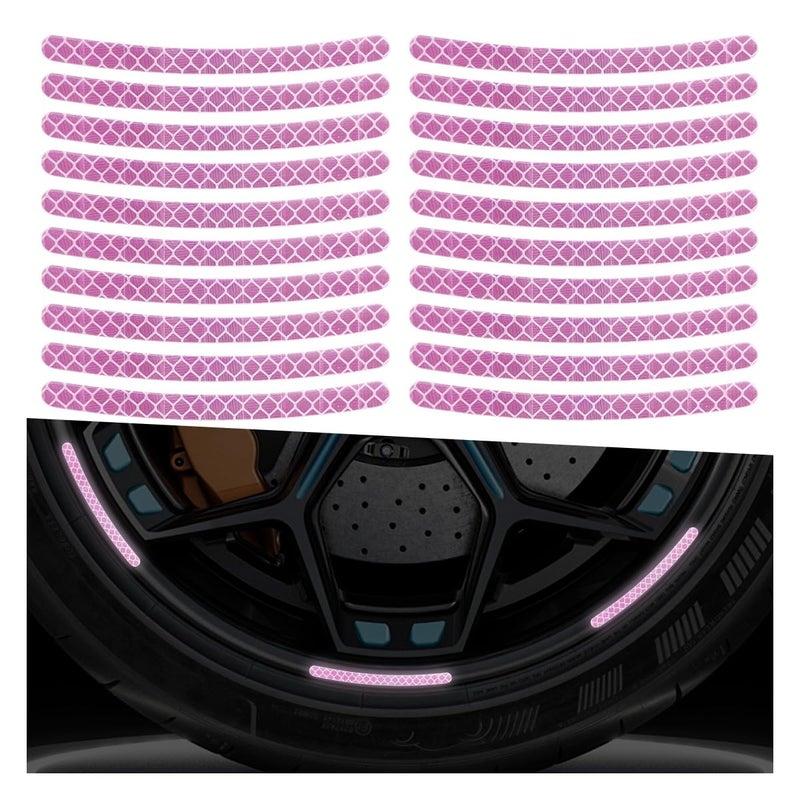 ZIMISI 20PCS Car Wheel Stripe Reflective Stickers AntiScratch Rim Decals for Vehicles Night Safety Warning Tape Decal Car Wheel Decorative Stripe Stickers for Motorcycles Bicycles Neon Pink - Image 3