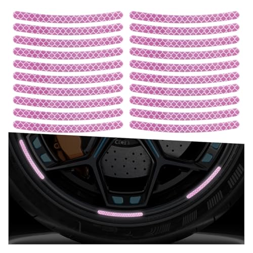 ZIMISI 20PCS Car Wheel Stripe Reflective Stickers AntiScratch Rim Decals for Vehicles Night Safety Warning Tape Decal Car Wheel Decorative Stripe Stickers for Motorcycles Bicycles Neon Pink - Image 1