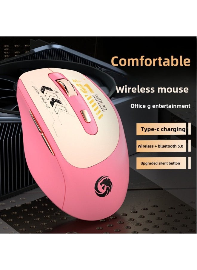 Generic - Wireless Bluetooth Dual-mode Mouse Type-c Charging Quiet Office Game Laptop Tablet Explosions-Color:Wireless Bluetooth Dual-Mode Mouse/Rechargeable-Technology Black - Image 1