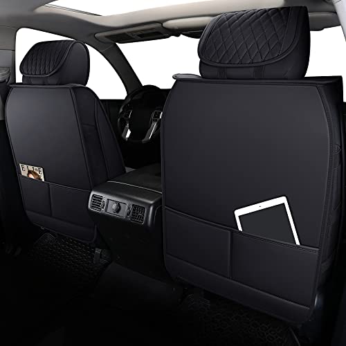 Aierxuan Car Seat Covers Full Set Compatible with Toyota Tundra Custom Fit 2008-2024 Crewmax Double Cab Truck Pickup Waterproof Leather Seat Cushions with Split Bench 40/60(Full Set/Black-Red) - Image 2