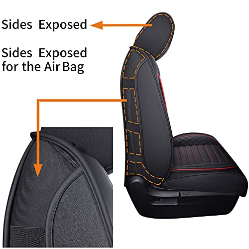 Aierxuan Car Seat Covers Full Set Compatible with Toyota Tundra Custom Fit 2008-2024 Crewmax Double Cab Truck Pickup Waterproof Leather Seat Cushions with Split Bench 40/60(Full Set/Black-Red) - Image 4