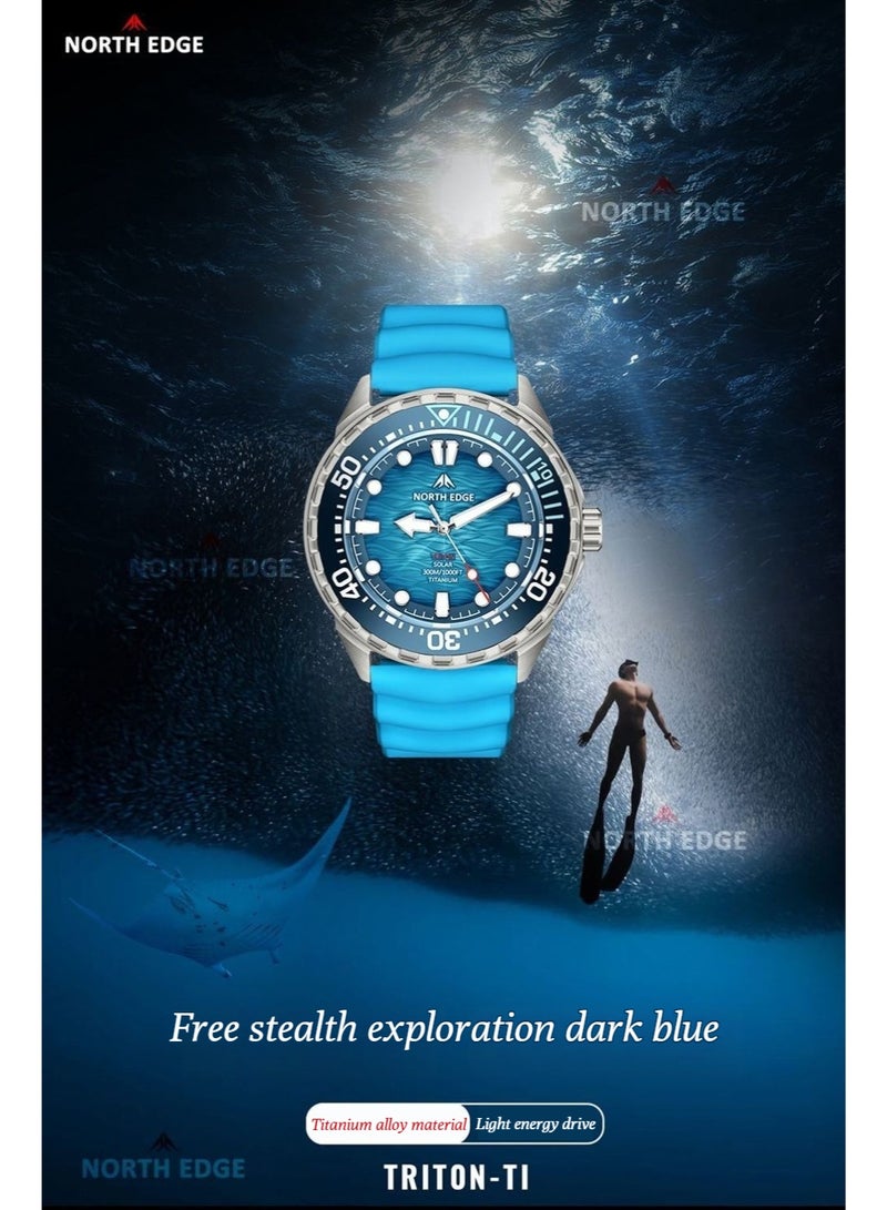 NORTH EDGE Men's Solar-powered Dive Titanium Alloy Case 300-meter Waterproof Ultra-long Battery Life Solar Watch - Image 3