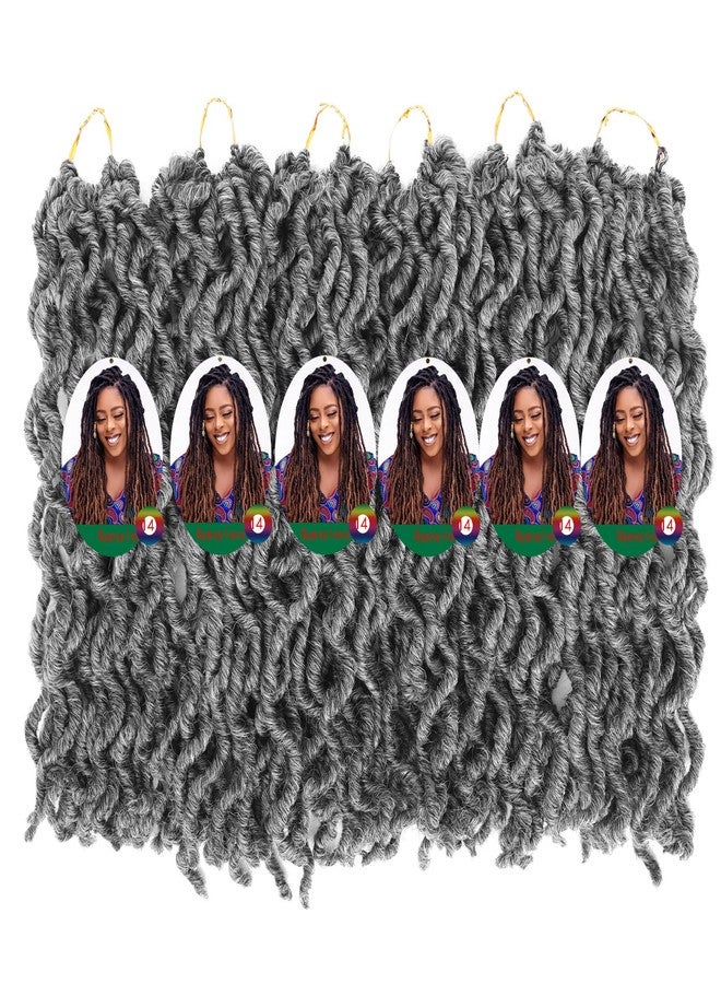 Liyate 6 Packs Goddess Faux Locs Crochet Hair 14 Inch Grey Crochet Hair for Black Women, Pre looped Gypsy locs Crochet Braids Mix Silver Grey Soft Wavy Dreadlocks Hair Extensions,MGrey - Image 5