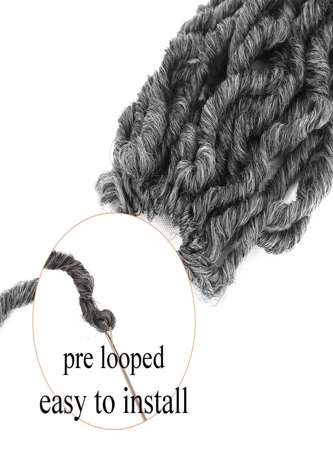 Liyate 6 Packs Goddess Faux Locs Crochet Hair 14 Inch Grey Crochet Hair for Black Women, Pre looped Gypsy locs Crochet Braids Mix Silver Grey Soft Wavy Dreadlocks Hair Extensions,MGrey - Image 4