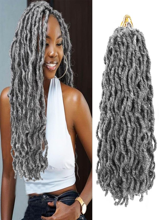 Liyate 6 Packs Goddess Faux Locs Crochet Hair 14 Inch Grey Crochet Hair for Black Women, Pre looped Gypsy locs Crochet Braids Mix Silver Grey Soft Wavy Dreadlocks Hair Extensions,MGrey - Image 1