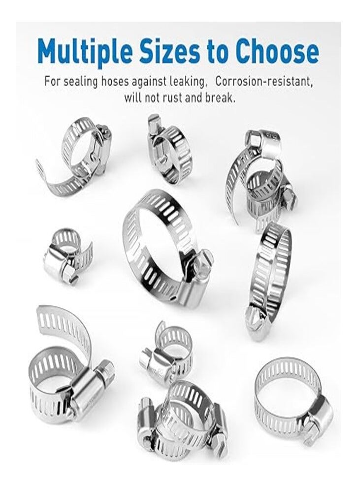 Generic 304 Stainless Steel Hose Clamps, 20PCS Assortment Adjustable Range 6-12mm Worm Gear Hose Clamp for Plumbing, Automotive Mechanical Application - Image 2