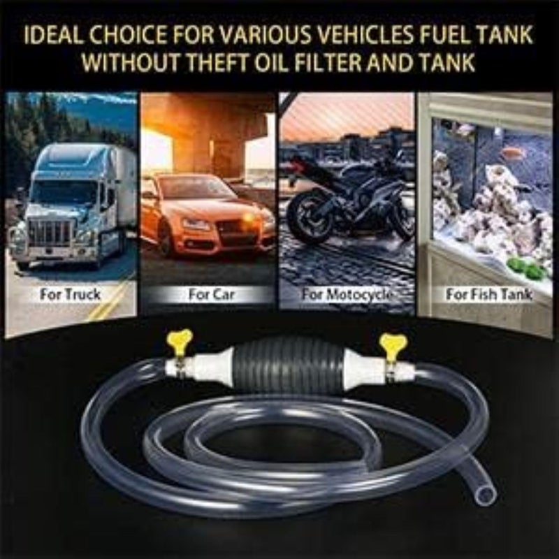 SUBDIAL Fuel Transfer Pump Kit Tank Sucker Newest High Flow Hand Pump Portable Manual Car Bike Fuel Transfer Pump | Liquid Pipe Siphon Tool for Petrol Diesel, Water, Oil Liquid Water (2 Miter) - Image 5