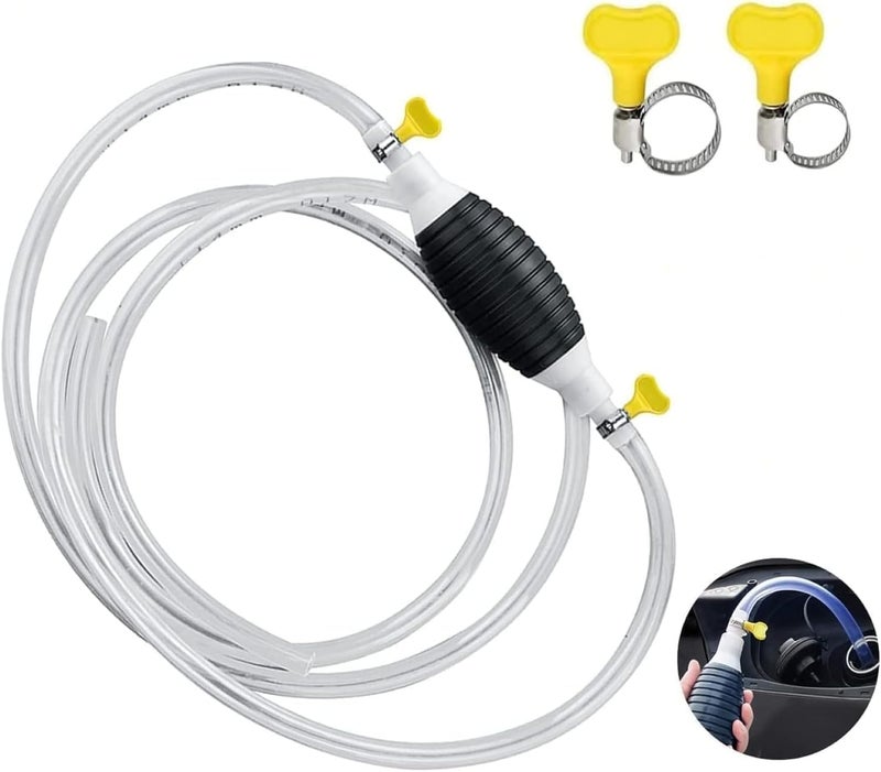 SUBDIAL Fuel Transfer Pump Kit Tank Sucker Newest High Flow Hand Pump Portable Manual Car Bike Fuel Transfer Pump | Liquid Pipe Siphon Tool for Petrol Diesel, Water, Oil Liquid Water (2 Miter) - Image 4