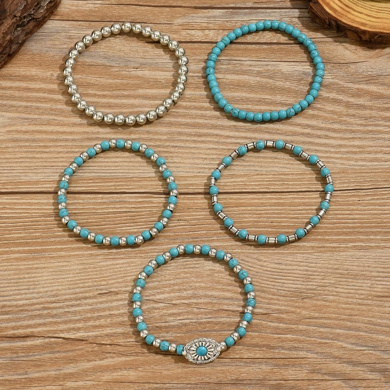 LOTSOF Western Turquoise Beaded Bracelet, Chic Stack Beaded Western Style for Country Concerts, Cowgirl Outfits & Boho Jewelry (Western Bracelets) - Image 5