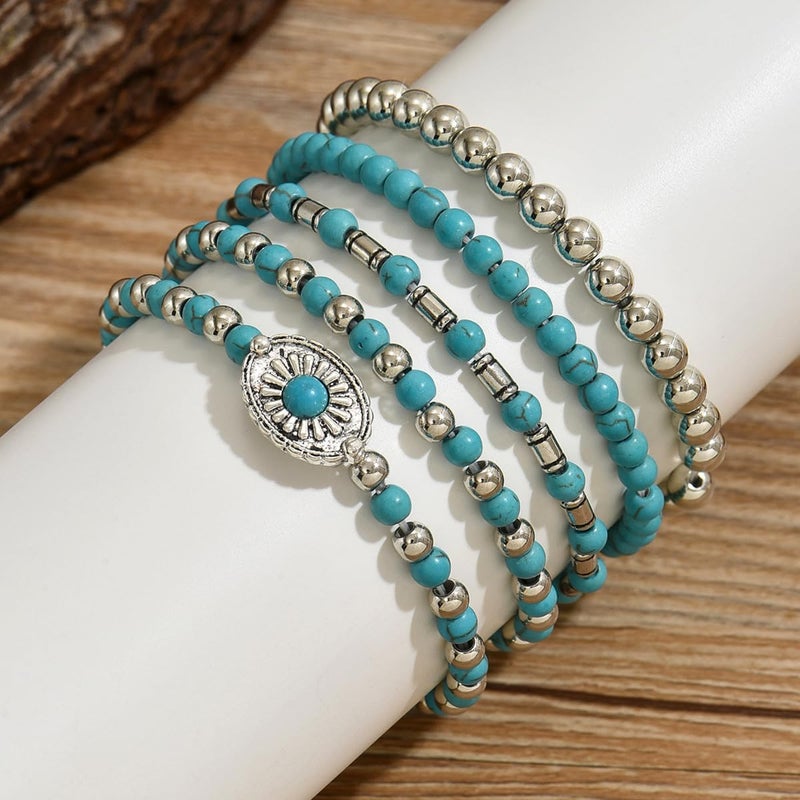 LOTSOF Western Turquoise Beaded Bracelet, Chic Stack Beaded Western Style for Country Concerts, Cowgirl Outfits & Boho Jewelry (Western Bracelets) - Image 4
