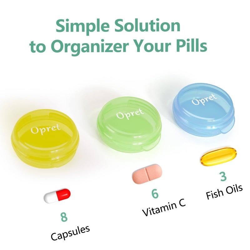 Opret Small Pill Box (3 Pcs), Cute Pill Case Portable for Pocket Purse Briefcase Travel Pills Box Medicine Storage Container Earplug Case - Image 2