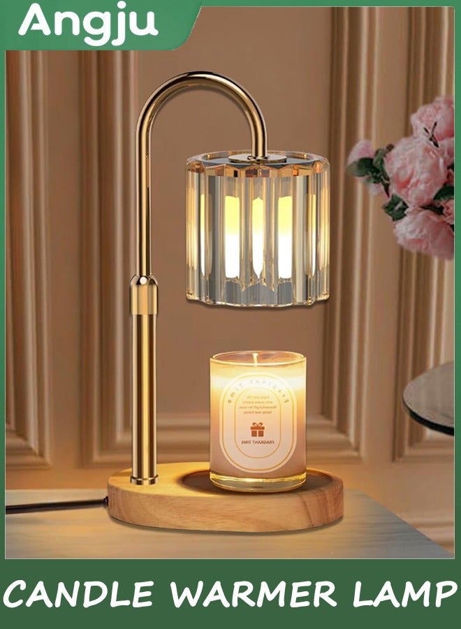 Angju Candle Warmer Lamp, Dimmable Crystal Lantern with Timer & Woodern Base, Wax Melt Warmer for Scented Jar Candles,Compatible with Small & Large Jars,with 2 Bulbs - Image 1