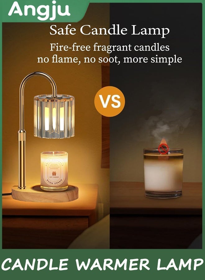 Angju Candle Warmer Lamp, Dimmable Crystal Lantern with Timer & Woodern Base, Wax Melt Warmer for Scented Jar Candles,Compatible with Small & Large Jars,with 2 Bulbs - Image 3