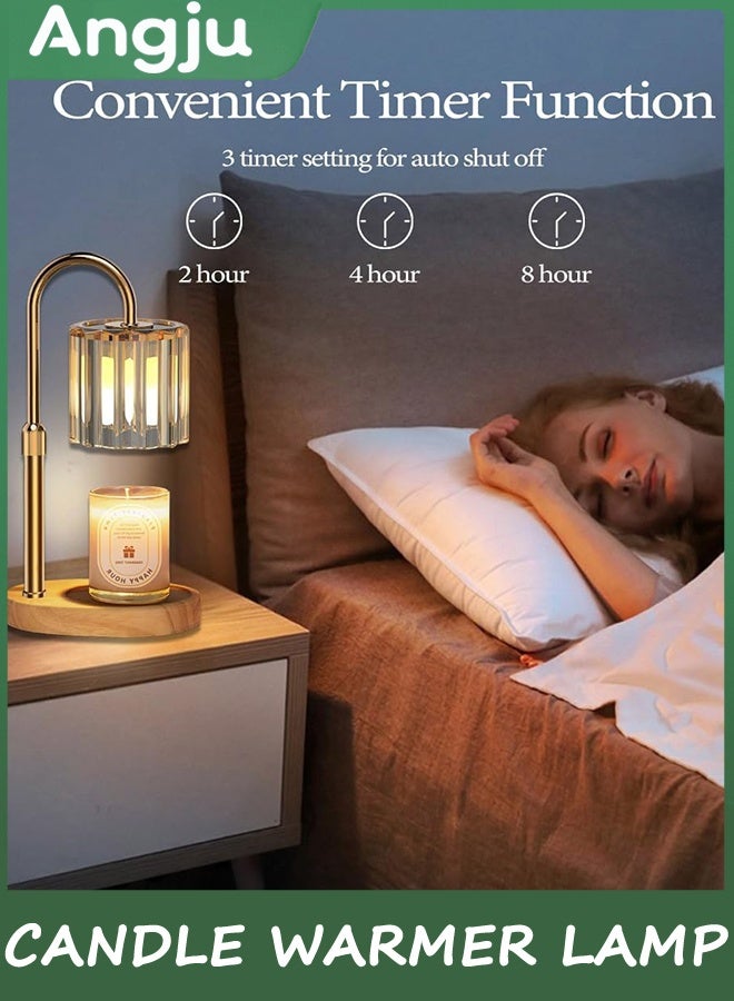 Angju Candle Warmer Lamp, Dimmable Crystal Lantern with Timer & Woodern Base, Wax Melt Warmer for Scented Jar Candles,Compatible with Small & Large Jars,with 2 Bulbs - Image 4