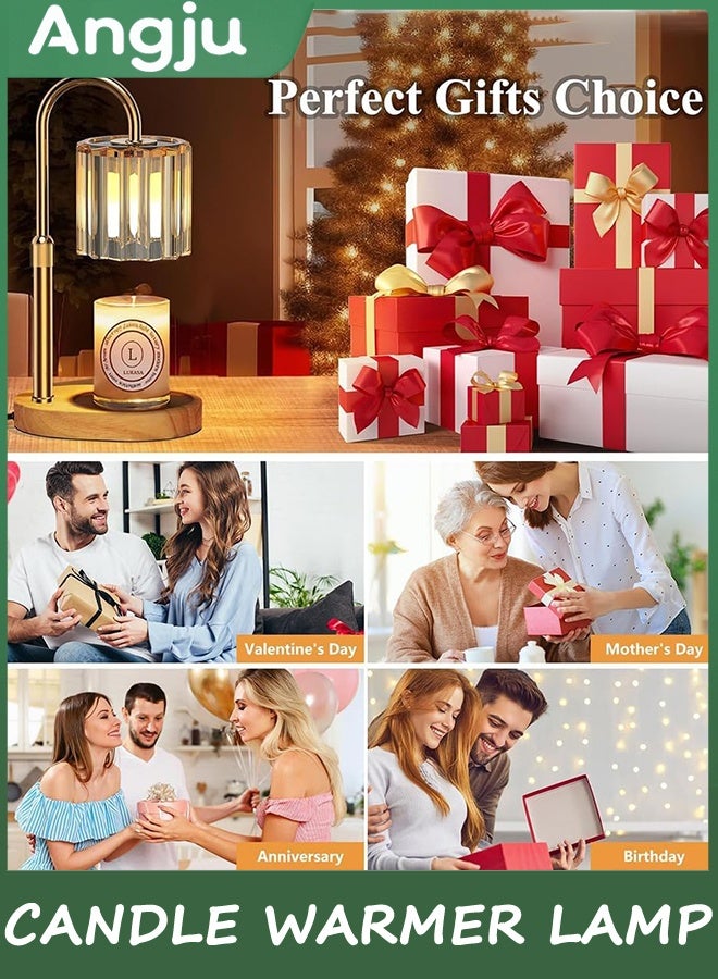 Angju Candle Warmer Lamp, Dimmable Crystal Lantern with Timer & Woodern Base, Wax Melt Warmer for Scented Jar Candles,Compatible with Small & Large Jars,with 2 Bulbs - Image 5