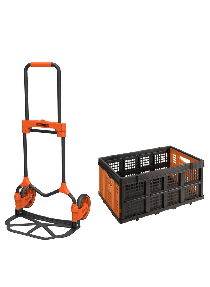 BLACK+DECKER BLACK+DECKER Folding Hand Truck with Folding Basket, 90 Kg Carry Capacity, Folds & Open in Seconds, Compact Design for Easy Storage  - Image 1