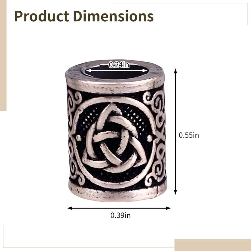10 Viking Beard Beads With Celtic Designs, Nordic Rune Dreadlock Beads In Antique Silver And Bronze - Image 3