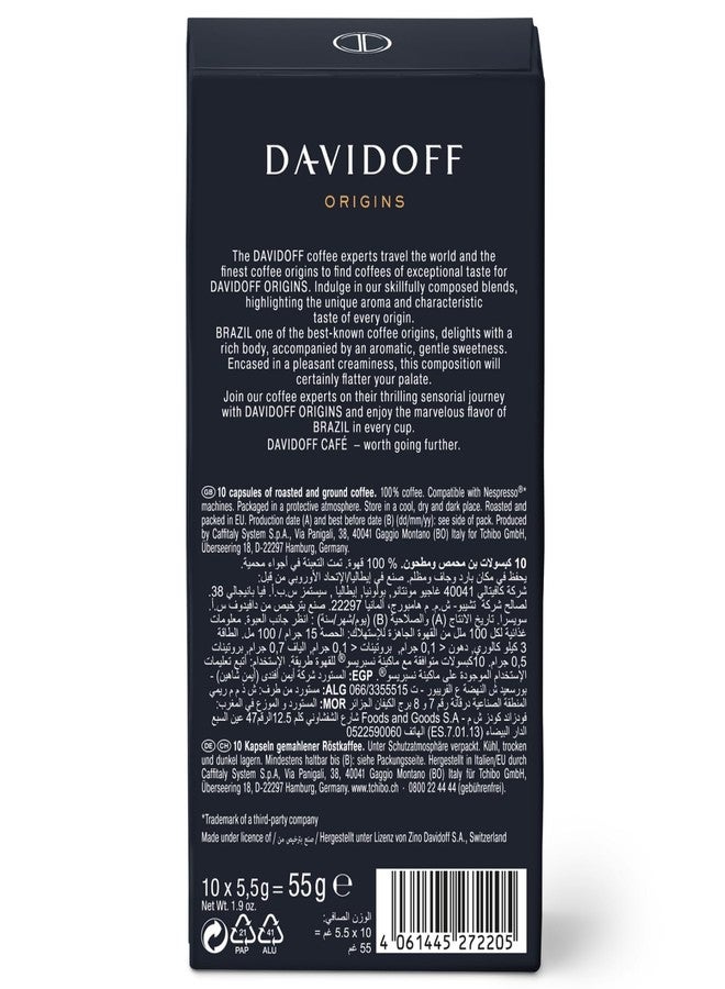 Davidoff Origins Brazil Espresso Coffee Capsules (Pack of 2) 55g Each Box By Cougar | 100% Arabica Coffee | Rich & Balanced Espresso | Intensity 8 | 20 Aluminium Capsules Compatible with Nespresso Machines - (Imported) - Image 2