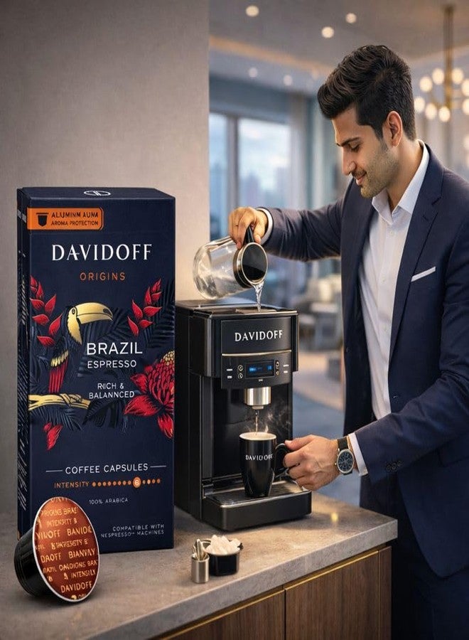 Davidoff Origins Brazil Espresso Coffee Capsules (Pack of 2) 55g Each Box By Cougar | 100% Arabica Coffee | Rich & Balanced Espresso | Intensity 8 | 20 Aluminium Capsules Compatible with Nespresso Machines - (Imported) - Image 3