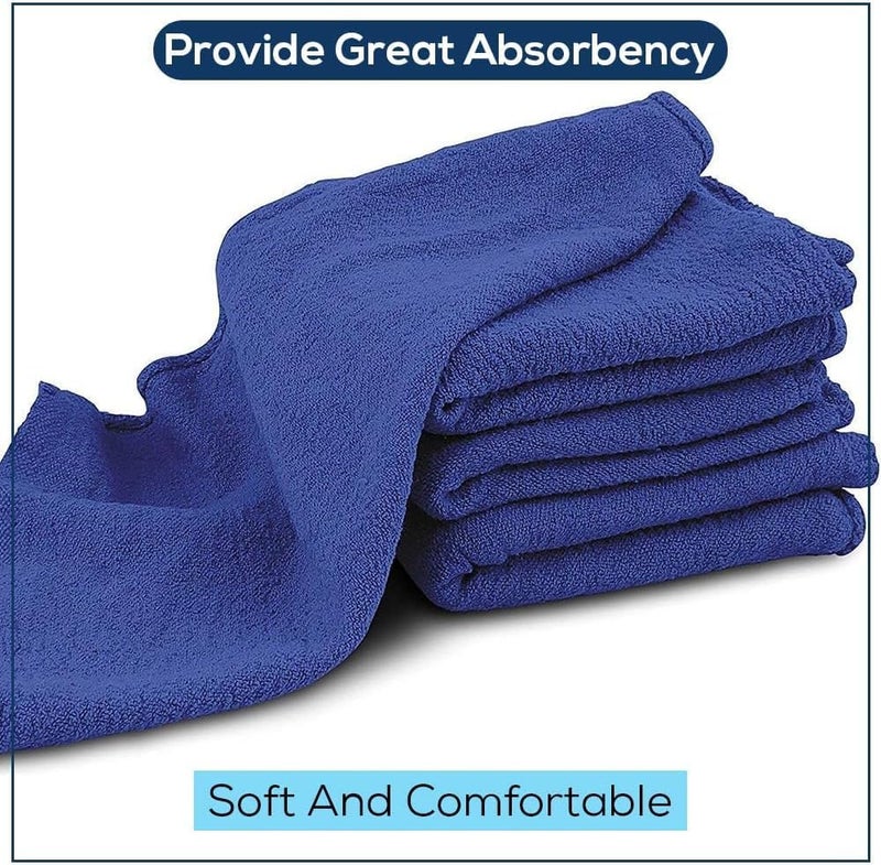 Simpli-Magic Premium Cotton Shop Towels 14"x12" (125 Pack) – Reusable Cleaning Shop Rags for Automobiles, Industries, Garage and Homes (Blue) - Image 3