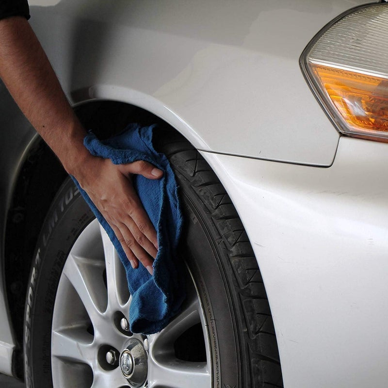 Simpli-Magic Premium Cotton Shop Towels 14"x12" (125 Pack) – Reusable Cleaning Shop Rags for Automobiles, Industries, Garage and Homes (Blue) - Image 4