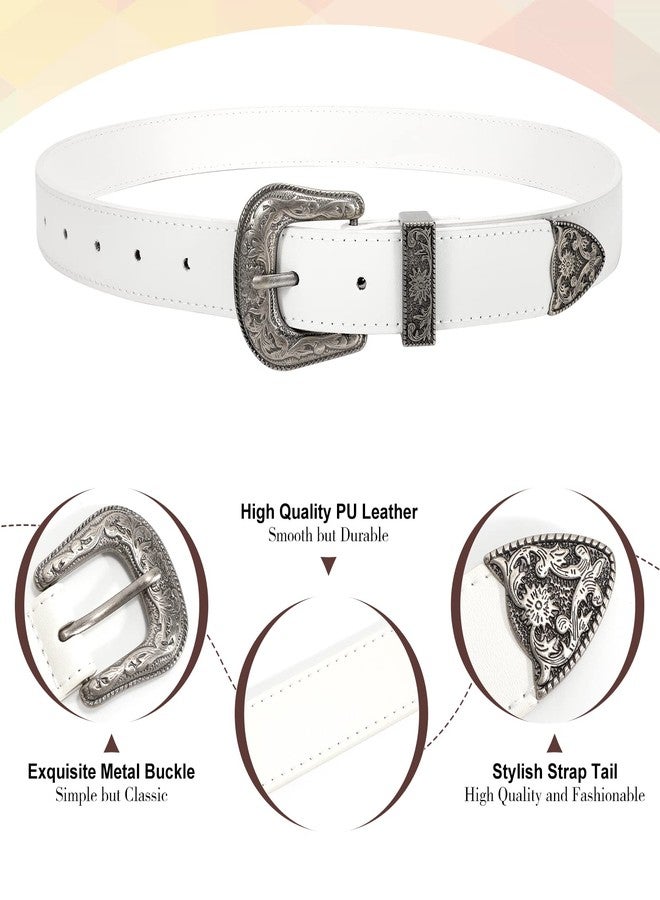 SUOSDEY 2Pack Women's Leather Belts for Jeans Dresses Belt with Vintage Metal Buckle Belt for Women - Image 4