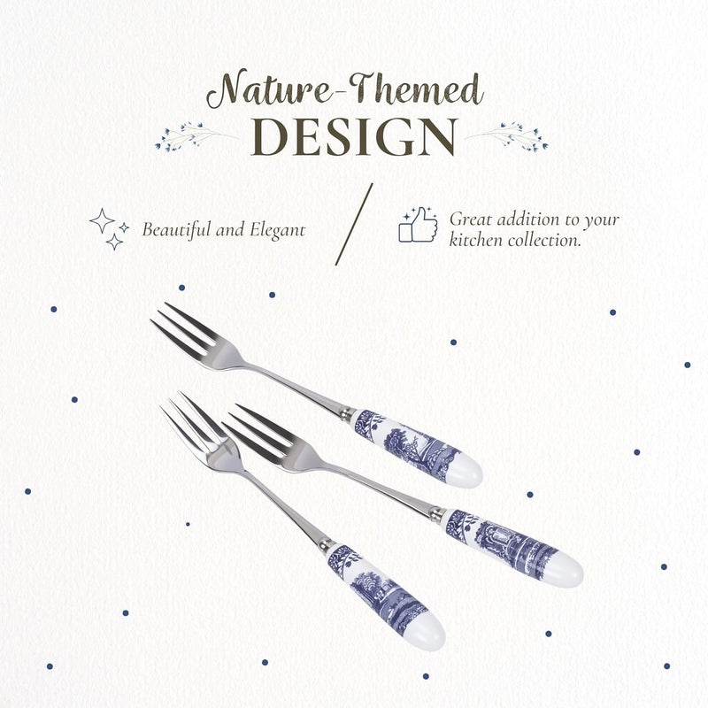 Spode Portmeirion Home & Gifts Blue & White Pastry Forks Set of 6 - Image 3