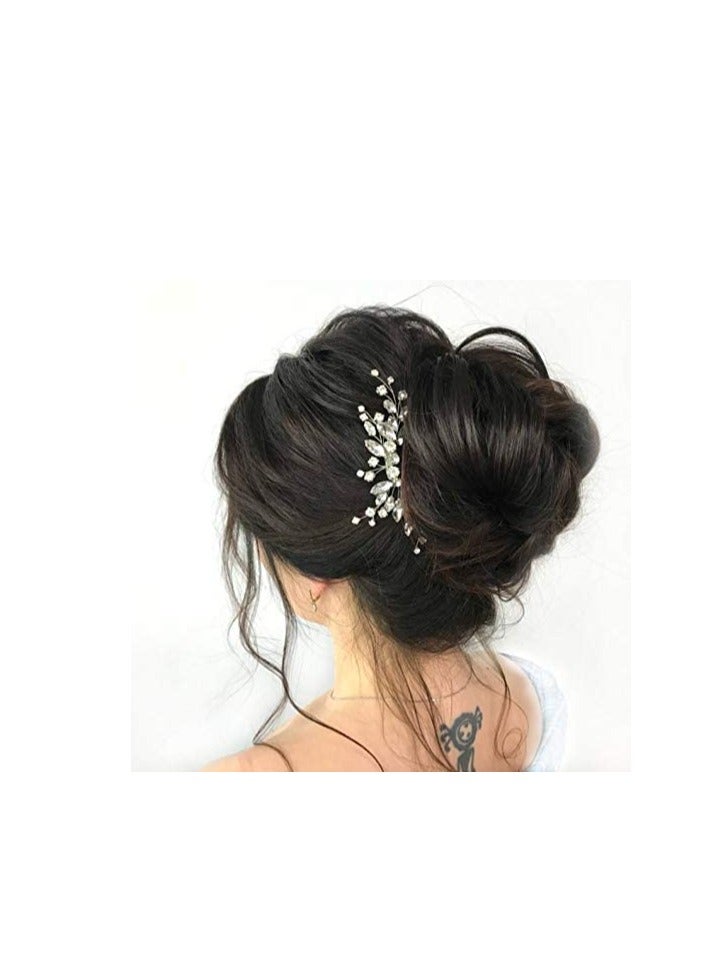 JAKAWIN Jakawin Bride Wedding Hair Comb Crystal Hair Piece Silver Rhinestone Headpiece Bridal Hair Accessories for Women HC113 (Silver)  - Image 1