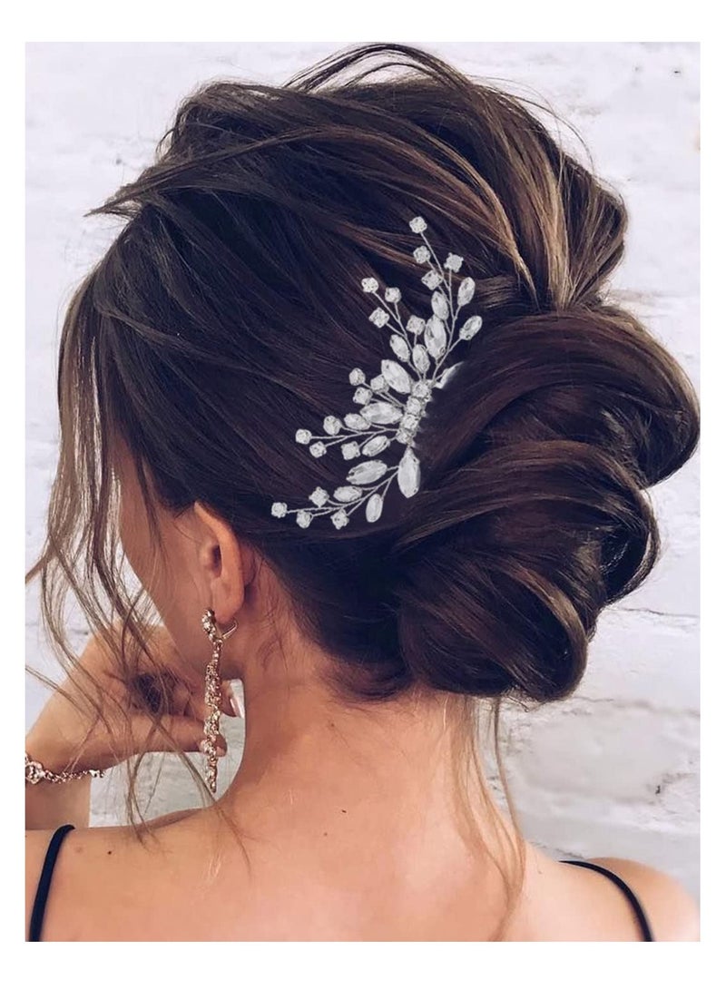 JAKAWIN Jakawin Bride Wedding Hair Comb Crystal Hair Piece Silver Rhinestone Headpiece Bridal Hair Accessories for Women HC113 (Silver)  - Image 3