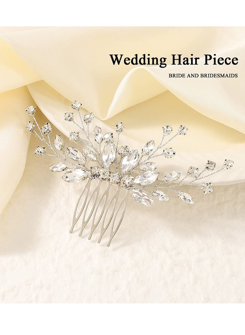 JAKAWIN Jakawin Bride Wedding Hair Comb Crystal Hair Piece Silver Rhinestone Headpiece Bridal Hair Accessories for Women HC113 (Silver)  - Image 4