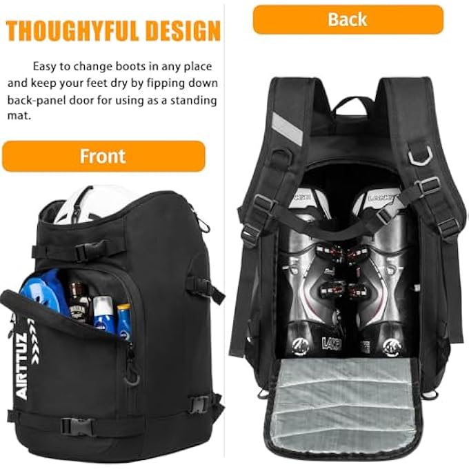 AIRTTUZ Ski Boot Bag  Ski and Snowboard Boots BackpackExcellent for Travel with Waterproof Exterior  Bottom  for Men Women and Youth - Image 3