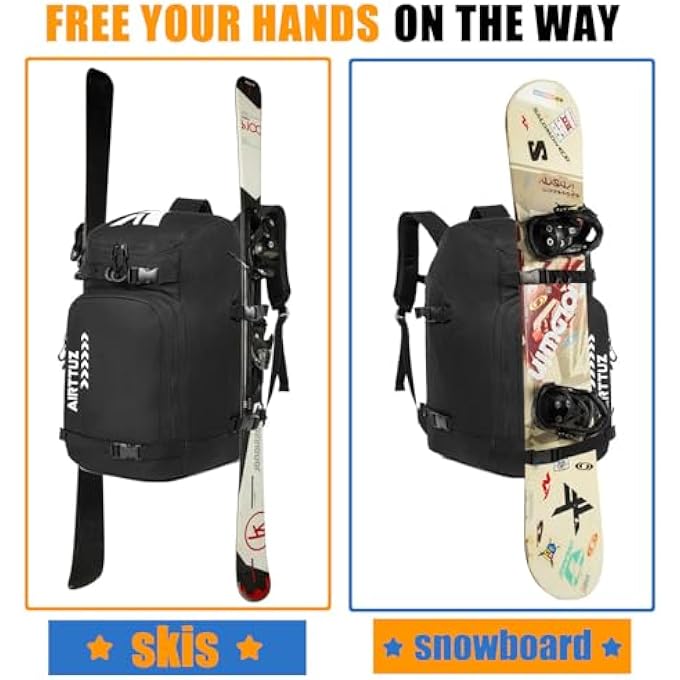 AIRTTUZ Ski Boot Bag  Ski and Snowboard Boots BackpackExcellent for Travel with Waterproof Exterior  Bottom  for Men Women and Youth - Image 5