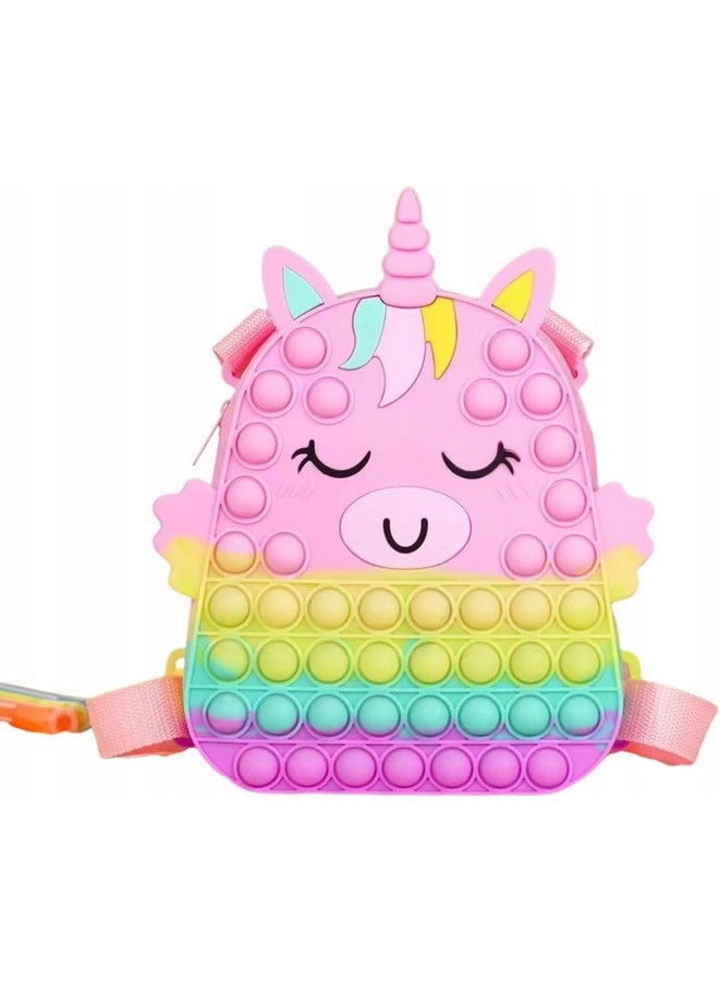 PLUSPOINT PLUSPOINT Cute Unicorn Pop Bag Colorful Silicone Backpack for Kids Fun Kindergarten School Bag Bubble Pop It Purse with Vibrant Colors and Cheerful Design Toddler Backpack for Kids (Unicorn Pouch)  - Image 1