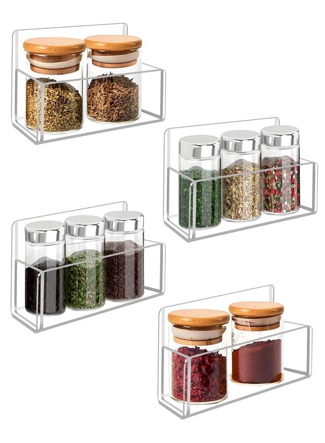 Douildhaiy Acrylic Spice Rack Wall Mount-6 Inch, Clear Spice Shelf Storage Holder, 4 Pack Hanging Seasoning Rack Organizer for Cabinet Door, Cupboard or Wall Kitchen (Adhesive or Screw) - Image 1