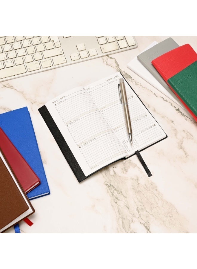 FIS 2027 Slim Diary, Size 90x170mm, Soft Jacket PVC Cover Materials, 1 Week at a Glance, English & French Language, 60gsm White Paper, Red Cover -FSDI59EFPV27RE - Image 4
