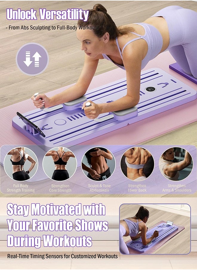 Garlo Workout Equipment: Multifunction Automatic Rebound Abdominal Wheel - Foldable Home Gym Exercise Fitness Equipment Push Up Board for Strength Training Core Workout with Knee Pad Timer  - Image 4