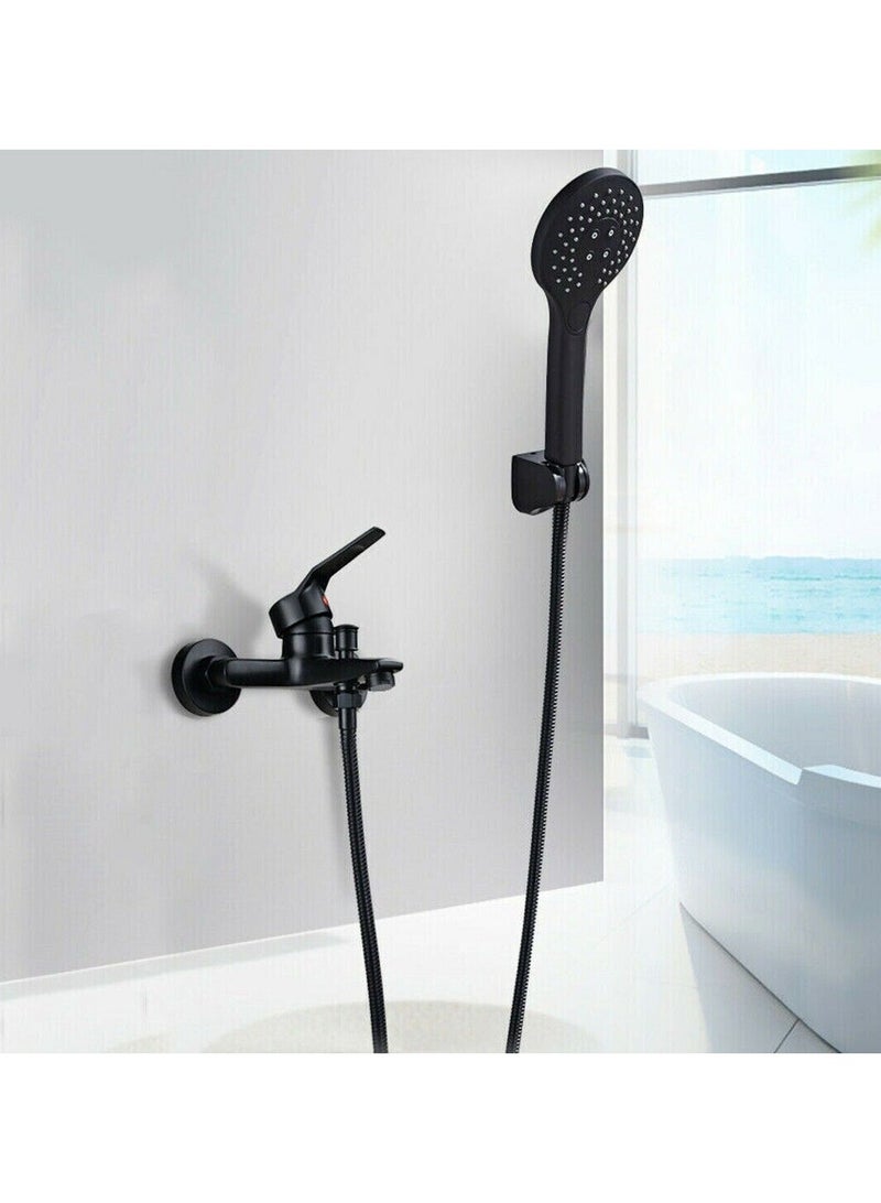 ارواق برشڈ نکل باتھ ٹب ٹونٹی وال ماؤنٹ مکسر ٹیپ ہینڈ شاور ٹب فلر - Image 3