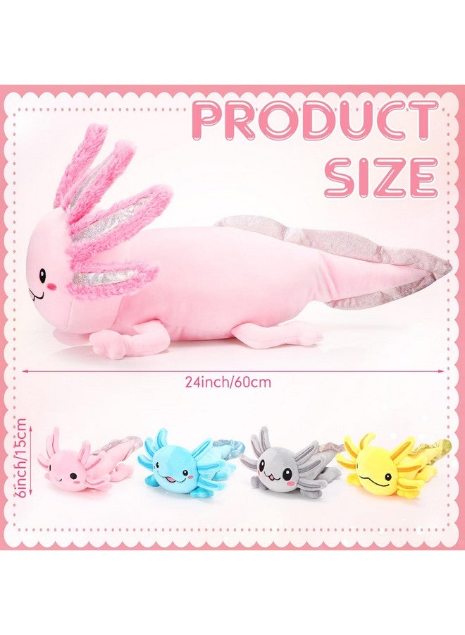 Aoriher 5 Pcs Axolotl Plush Set 24 Inch Mommy Axolotl Stuffed Animal with 4 Cute Plush Babies in Belly Soft Cuddly Plushie for Kids Sleeping Birthday Graduation Gift Party Favors(Pink) - Image 2