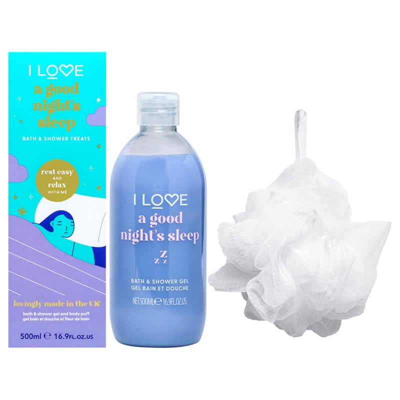 I Love Good Nights Sleep Bathtime Treats Bath and Shower Gel - Body Wash and Body Exfoliator Scrub for Smooth Skin - Calming Lavender Scent - 1 pc - Image 1