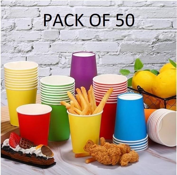 e kysa basics ekysa Basics Paper Disposable Tea/Coffee Cups – 150 ml, Eco-Friendly, Leak-Resistant, Ideal for Hot Drinks, Multicolor Design, Pack of 50 - Image 5