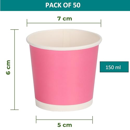 e kysa basics ekysa Basics Paper Disposable Tea/Coffee Cups – 150 ml, Eco-Friendly, Leak-Resistant, Ideal for Hot Drinks, Multicolor Design, Pack of 50 - Image 2