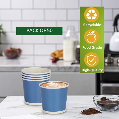 e kysa basics ekysa Basics Paper Disposable Tea/Coffee Cups – 150 ml, Eco-Friendly, Leak-Resistant, Ideal for Hot Drinks, Multicolor Design, Pack of 50 - Image 3