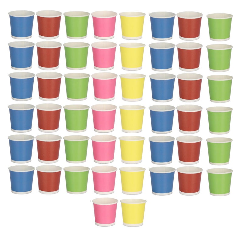 e kysa basics ekysa Basics Paper Disposable Tea/Coffee Cups – 150 ml, Eco-Friendly, Leak-Resistant, Ideal for Hot Drinks, Multicolor Design, Pack of 50 - Image 1