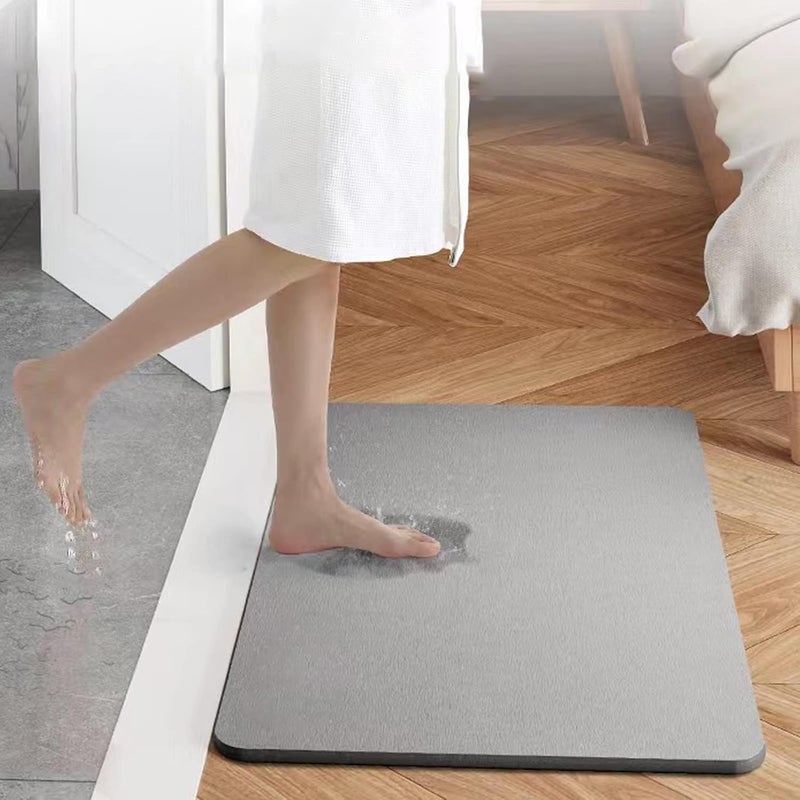 Ofrdncy Low dust buildup Bath Stone Mats Diatomaceous Earth Bath Mat Fast Water Drying Super Absorbent Diatomite Mat with Non-Slip for Bathroom,Kitchen Absorbent Pad,Both Sides Available,15.35x23.62inch,Grey,Hard Shock rubber edge - Image 4